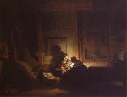 REMBRANDT Harmenszoon van Rijn The Holy Family at night oil painting